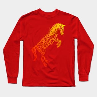 Red to yellow horse doodle Long Sleeve T-Shirt